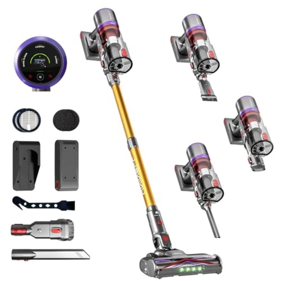 

Cordless Vacuum Cleaner for Home/Pet Hair/Carpets/Floors, ABS Plastic, Black, 650W 55KPA 70Mins Runtime, Anti-Tangle, Touch Scr