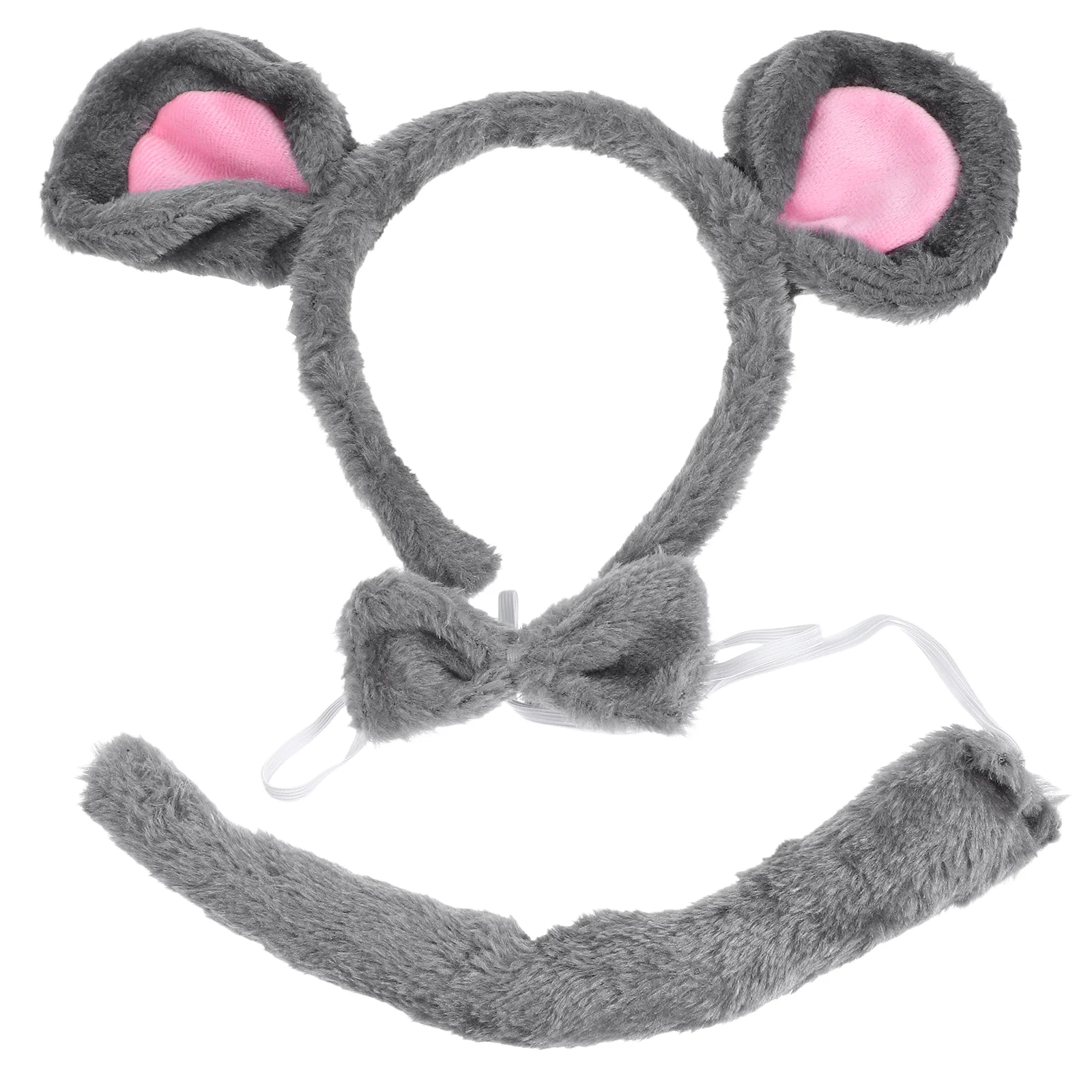 Ears Headband Tail Animal Headwear Rat Headdress Mouse Headpiece Three Suit Grey Party Child
