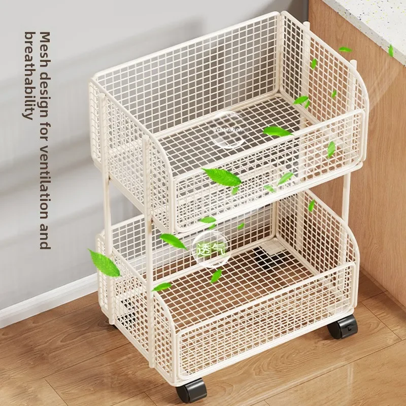 Organizer Utility Cart Trolley Cart Multi Functional Small Cart Movable Vegetable Storage Rack Kitchen Cart Rolling Basket