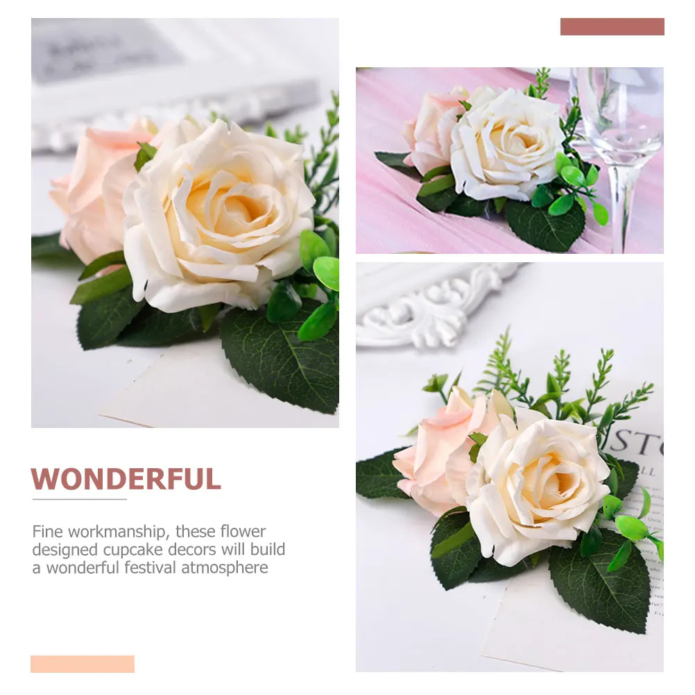 

Top Hat Simulated Cake Flowers Decorations Cloth Wildflower Cupcake Toppers