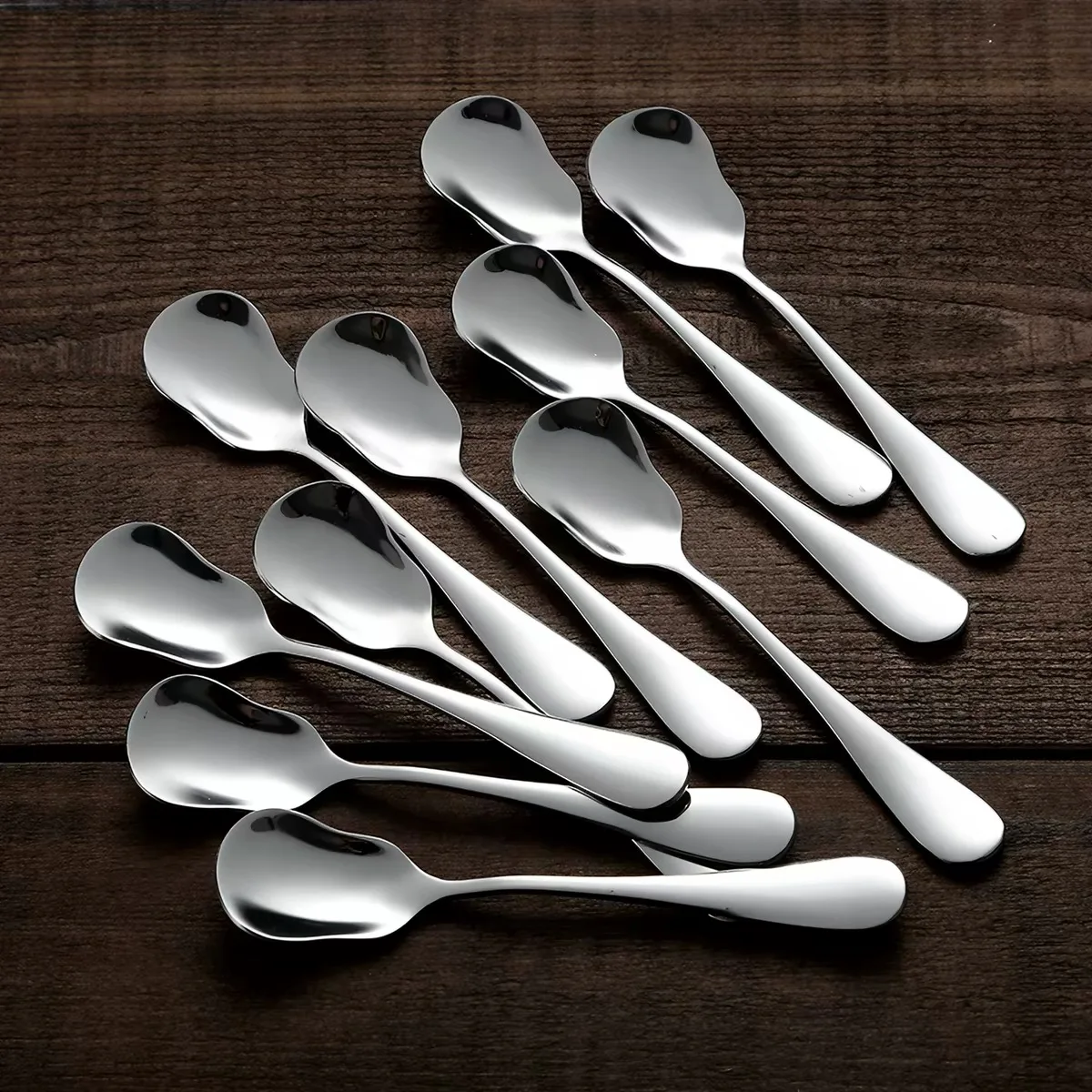 Stainless Steel Dessert Spoon, Ice Cream Spoon, Yogurt Spoon, Cute Children's Small Spoon, Pudding and Dessert Spoon, 10Pcs