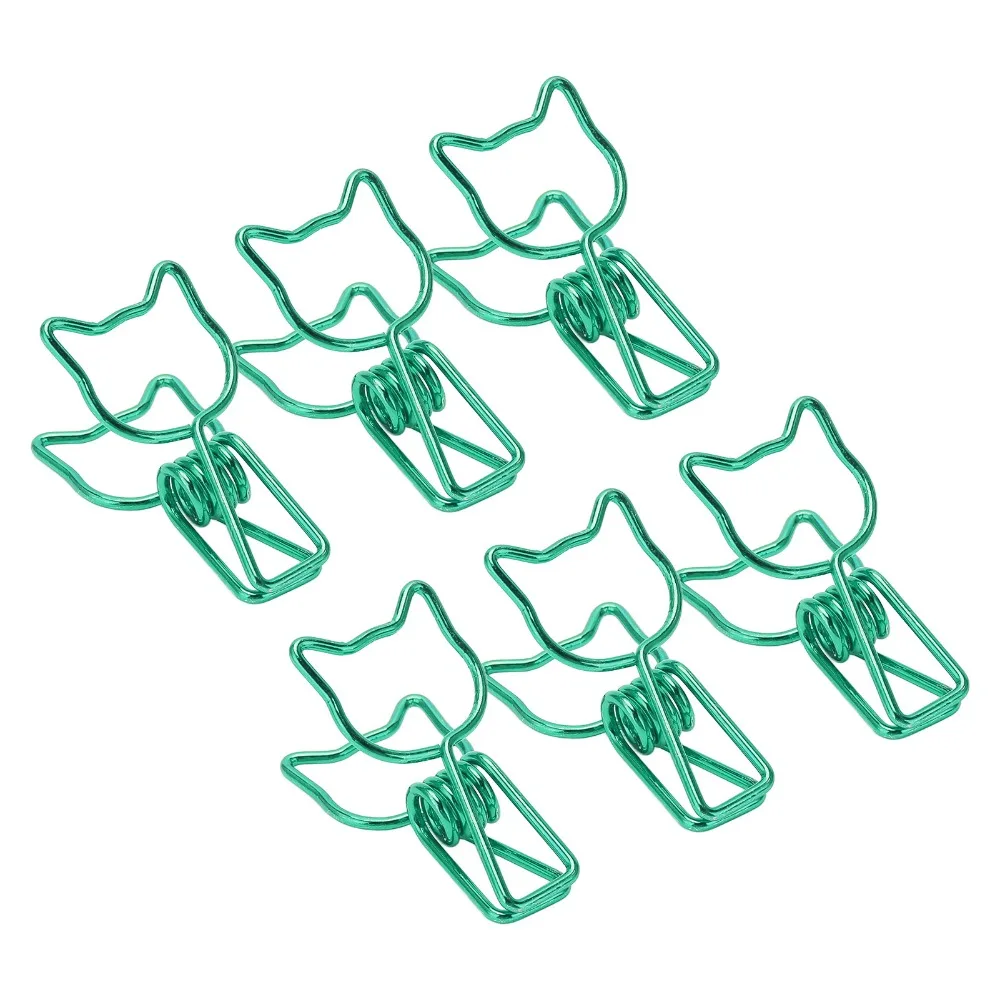 100Pcs Green/Red Kitten Binder Clips Kitten Shape Cute Cat Binder Clamps Hollow Electroplating Metal Binder Clips Clothes