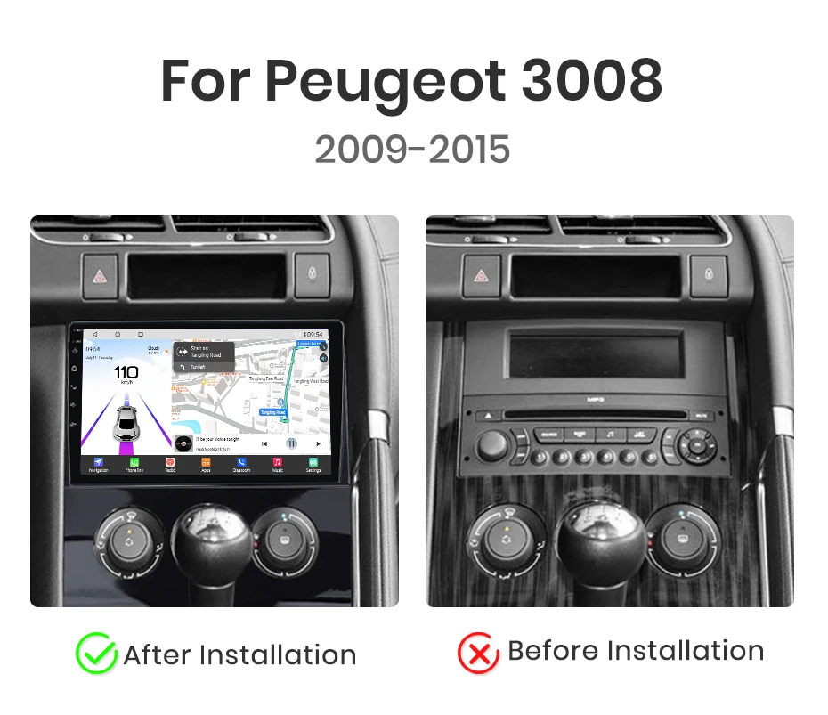 Junsun Qualcomm 8-Core 360 Kamera Drahtlose CarPlay Android Auto Auto Radio für Peugeot 3008 2009 - 2015 GPS Multimedia – Detail 3