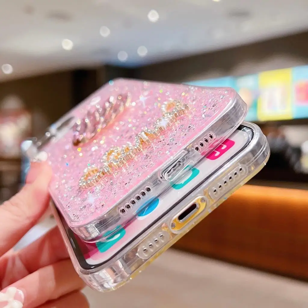 Fashion Bling Glitter Phone Case For Xiaomi Redmi 13 12 Note 12R Diamond Swan SMD TPU Soft Back Cover