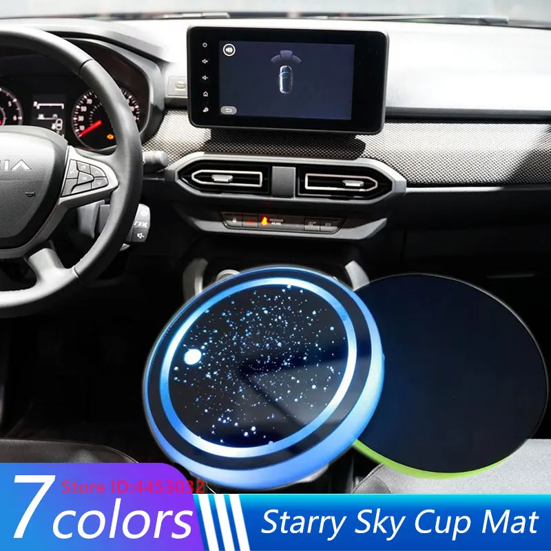 1 PCS Led Car Cup Holder Light For Dacia Sandero Jogger Lodgy Duster Spring Logan 7 Colors Coaster Photoinduction Accessories