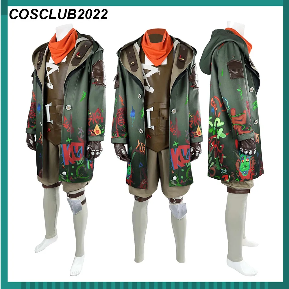 Fantasia masculina jogo lol roleplay acrane cosplay ekko camisa masculina casaco calças traje luvas roupas halloween carnaval festa terno