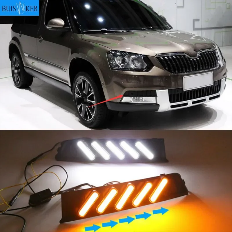 

2Pcs For Skoda Yeti 2014-2017 LED Daytime Running Turning Signal Light DRL Fog Lamp Brake light Lamp