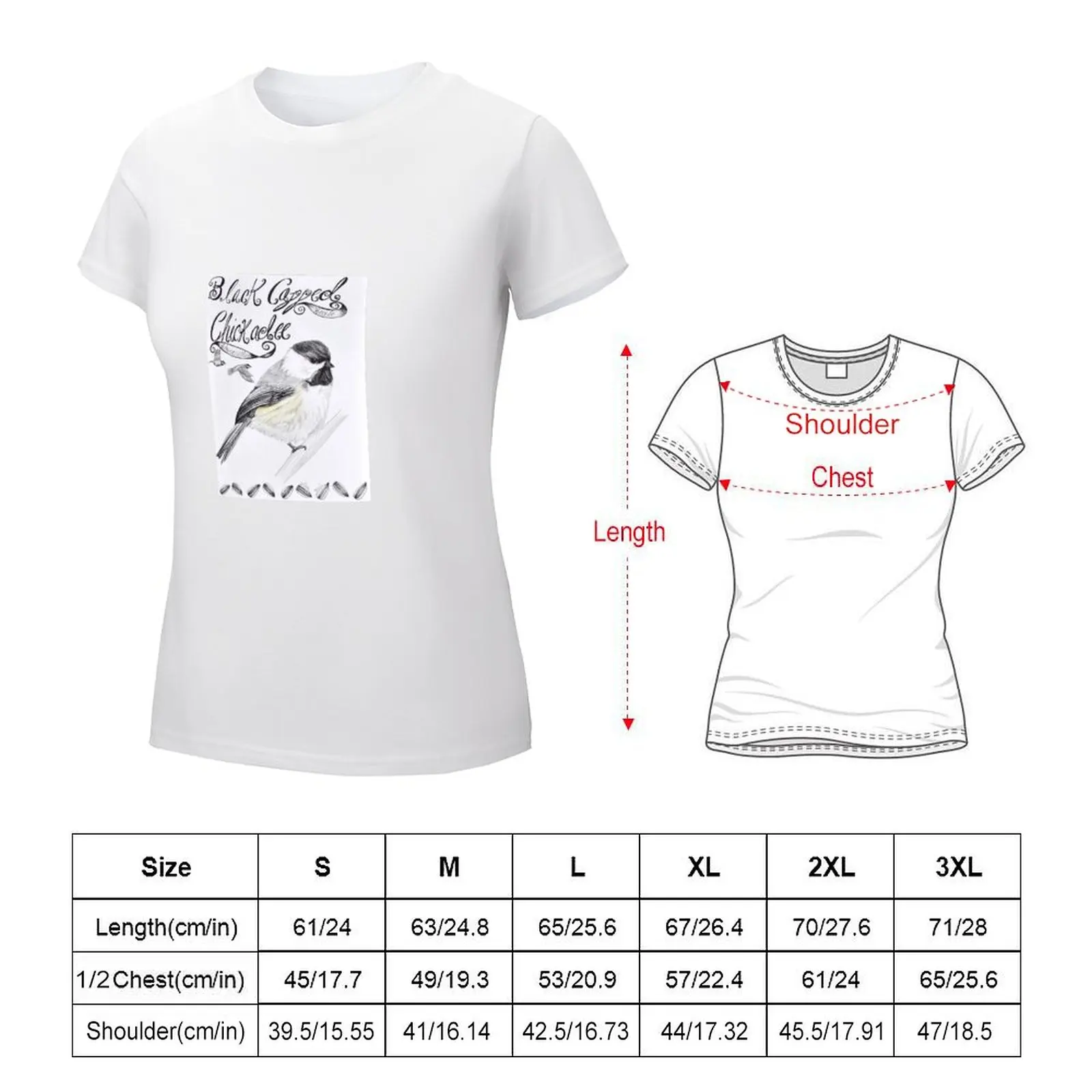 Black-Capped Chickadee T-shirt cute clothes plus size tops Women clothing