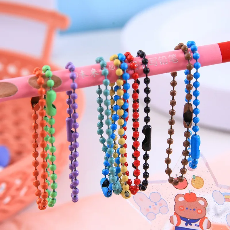100/10pcs Ball Bead Chains DIY Keychain Dolls Label Hand Tag Connector Bracelet Candy Color Jewelry Making Finding Accessorises