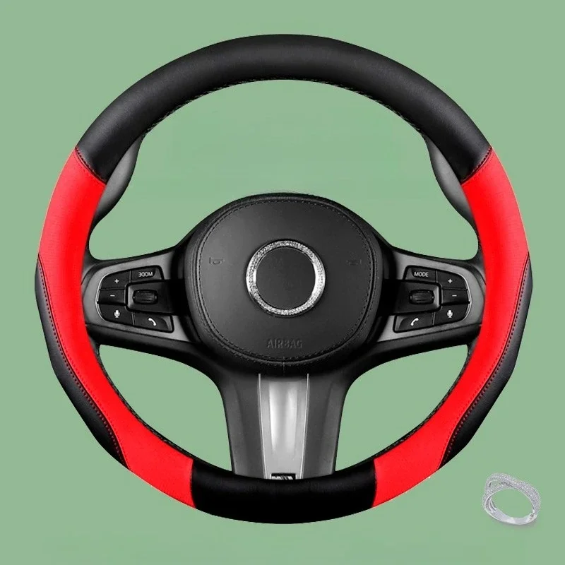 

1PC Flexible and close-fitting diamond-patterned Nappa leather steering wheel cover