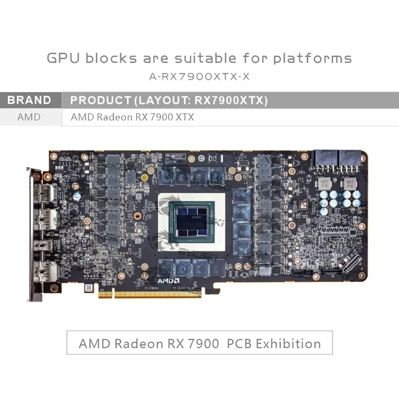 Bykski GPU Block Use for AMD RX7900XTX/XT Reference Edition Video Card 0.3mm Jet Micro-waterway Copper Radiator A-RX7900XTX-X