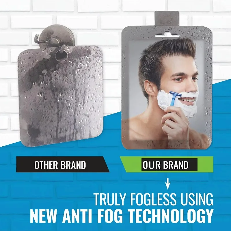 Espelho acrílico antiembaçante de tamanho grande, 30x20cm, ferramentas de banheiro, chuveiro, barbear, acessórios de banheiro, sem neblina, espelho de viagem
