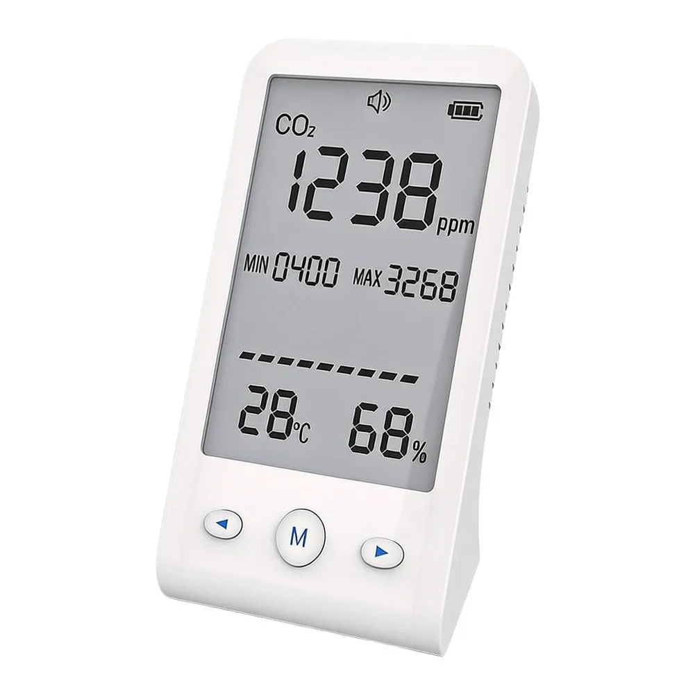 Meter with NDIR Sensor for Accurate Carbon Dioxide Measurement Temperature Humidity Tracking LCD Display Portable Design