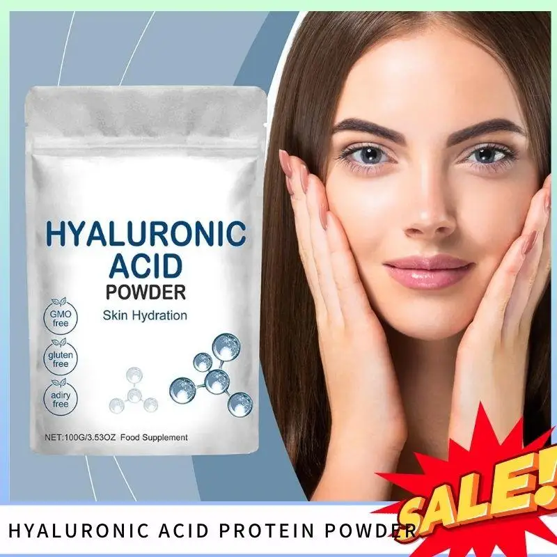 

Hyaluronic Acid Protein Powder, Deep Moisturizing Pure Fine Ingredient Hydrating Hyaluronic Acid Powder Nutrition Supplement