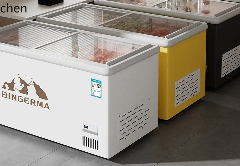 ZZLXC Vetrina refrigerata per frigorifero congelatore di grande capacità Vetrina refrigerata per conservazione della freschezza e congelata a doppio scopo in vetro orizzontale