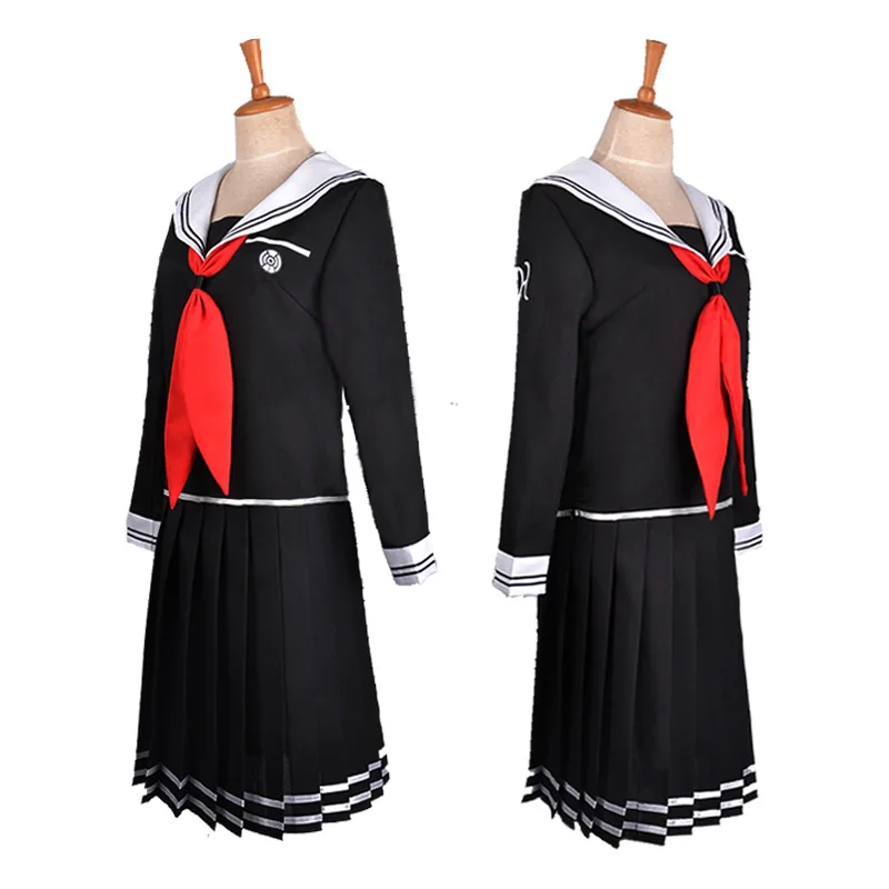 Fukawa Cosplay Costume Round Glasses Dark Purple Wig Skirt Set Dangan Ronpa Sailor Suit Japanese School Uniform