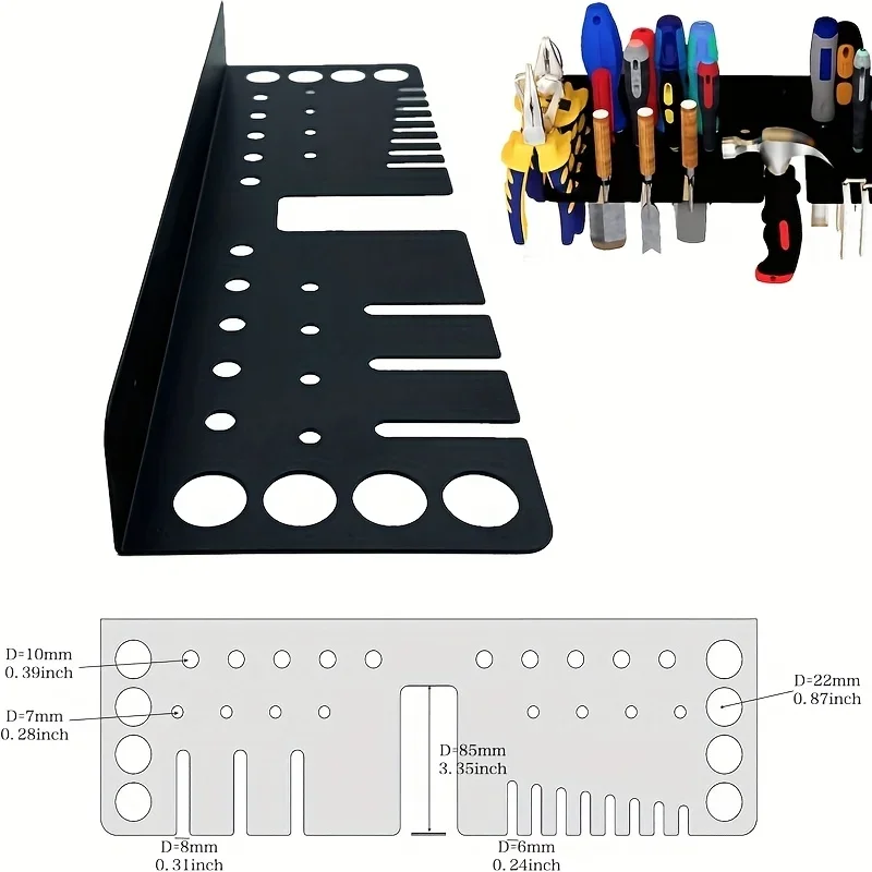 Wall-Mounted Garage Workshop Storage Shelf with Screw, Hammer Holders - Space-Saving Metal Heavy-Duty Metal Tool Organizer