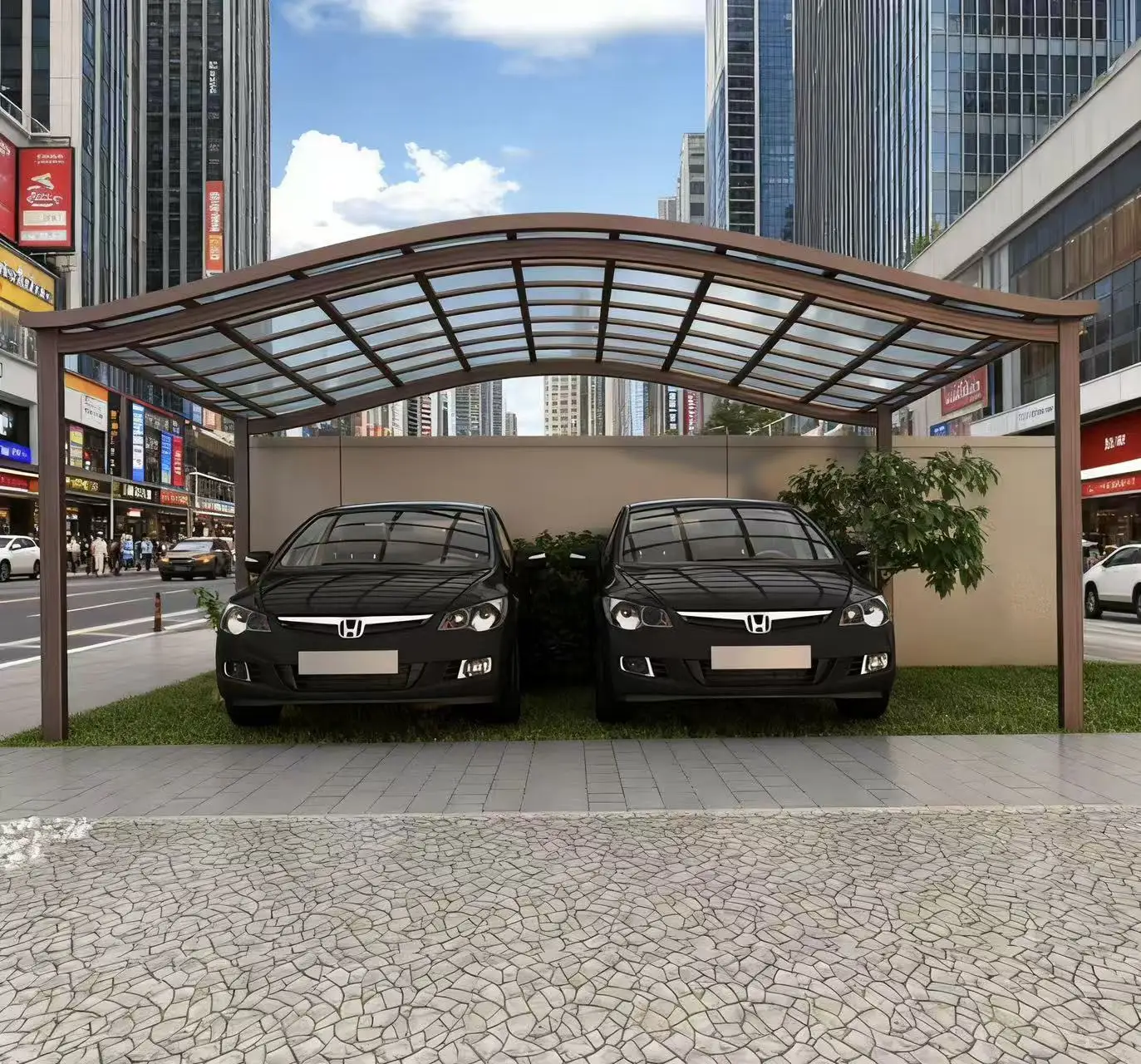Highly Durable Polycarbonate Aluminum Carport Equipped with Robust Steel Frame for Complete All Weather Shelter