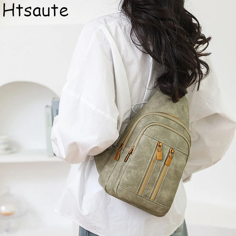 Multi Functional Chest Bag With Earphone Hole Women Backpack Female Sling Messenger Travel Waist Crossbody Bag Girl Back Pack
