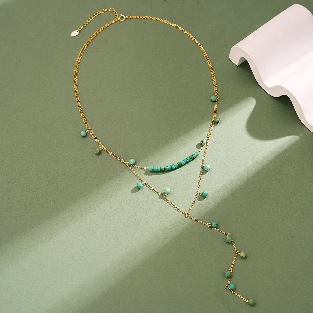 925スターリングシルバー ターコイズ ラリエット Y字型ロ - Charm Necklace Dainty のレビューと価格