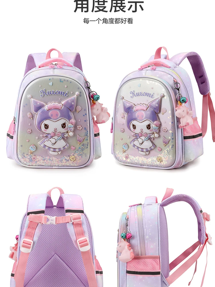 Mochila escolar de Hello Kitty para niños, mochila escolar de dibujos animados Kuromi de gran capacidad para estudiantes de primaria, 1-3 grados