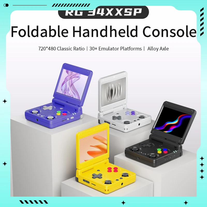 

New AMPOWN RG 34XXSP Convenient Folding Handheld Game Console Alloy Spindle 3.4'' IPS Linux System Wireless WIFI Video Game Play
