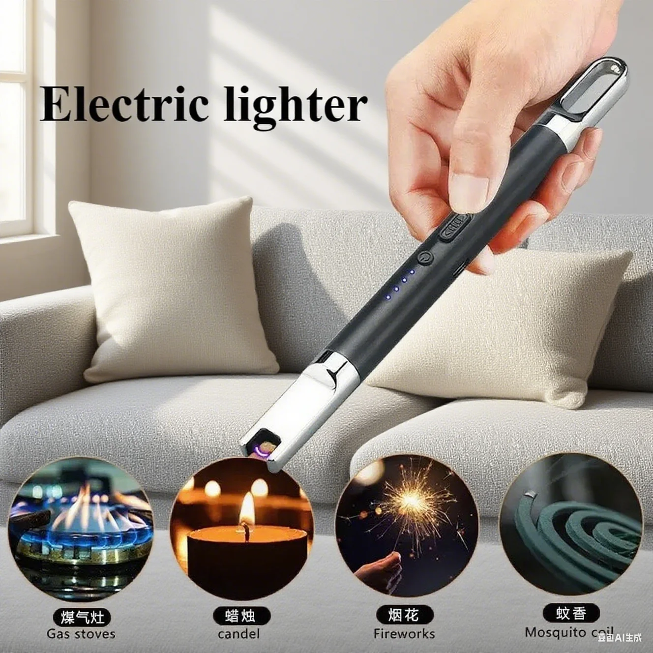 

Long Kitchen Gas Stove Arc Lighter Windproof Plasma Pulsed Candle Lighters Flameless Electric USB Lighter With Hook BBQ Outdoor