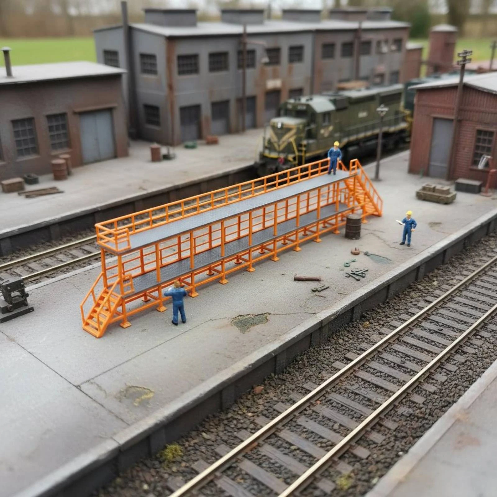 

Double-Deck Rail Maintenance Platform Scene Decoration Railway Repair Trestle for Model Scene