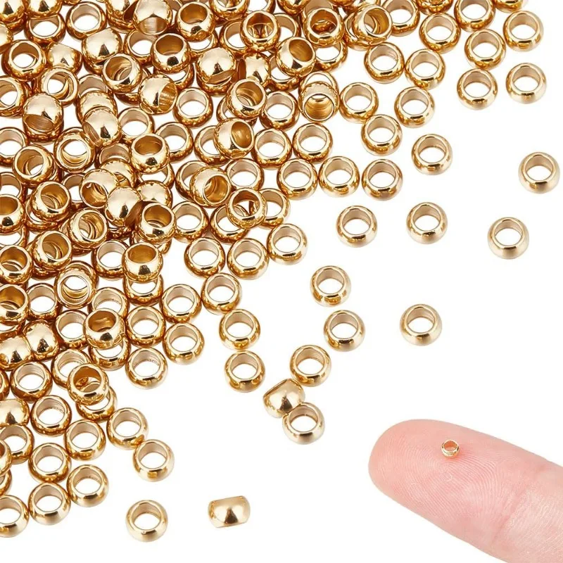 

300pcs Round Crimp Beads 3mm Stainless Steel Spacer Stoppers Clamp Ends Golden Tiny Crimps Spacer Rondelle