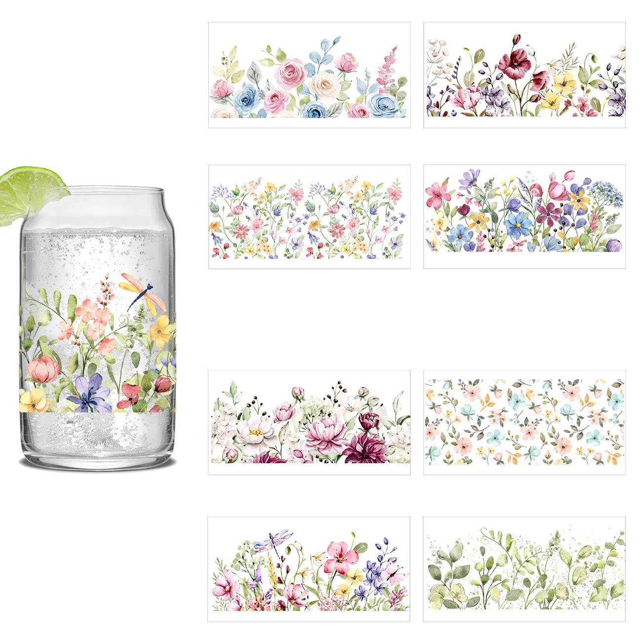 

Flowers and plants series Easy peel waterproof DIY Decals 3D transfers uvdtf crystal stickers 16oz uv dtf cup wraps for Glass