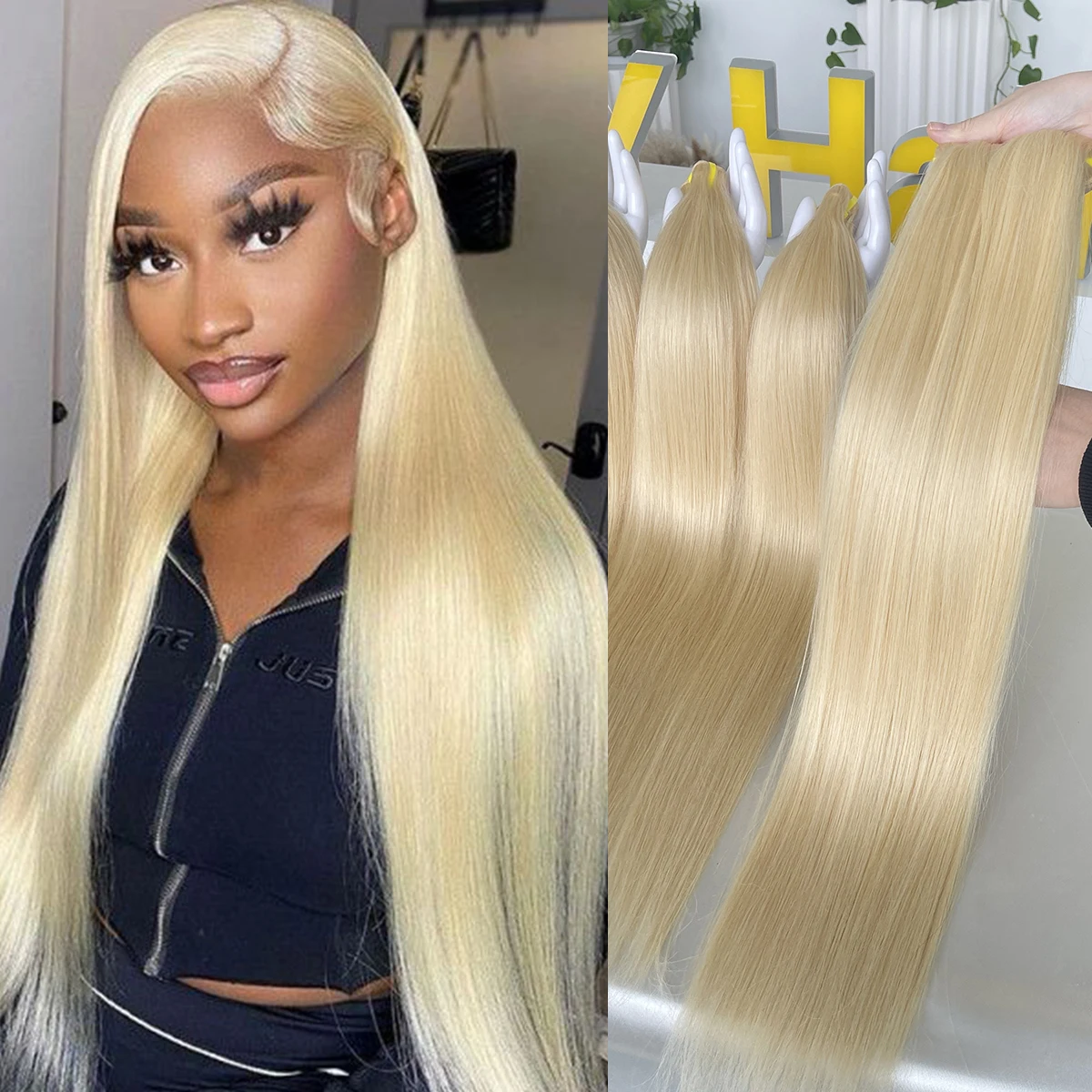 

GDYLUXURY 613 Blonde Colored Straight Hair Bundles Brazilian Remy Human Hair Extension Bundle Straight Weave Human Hair Weft