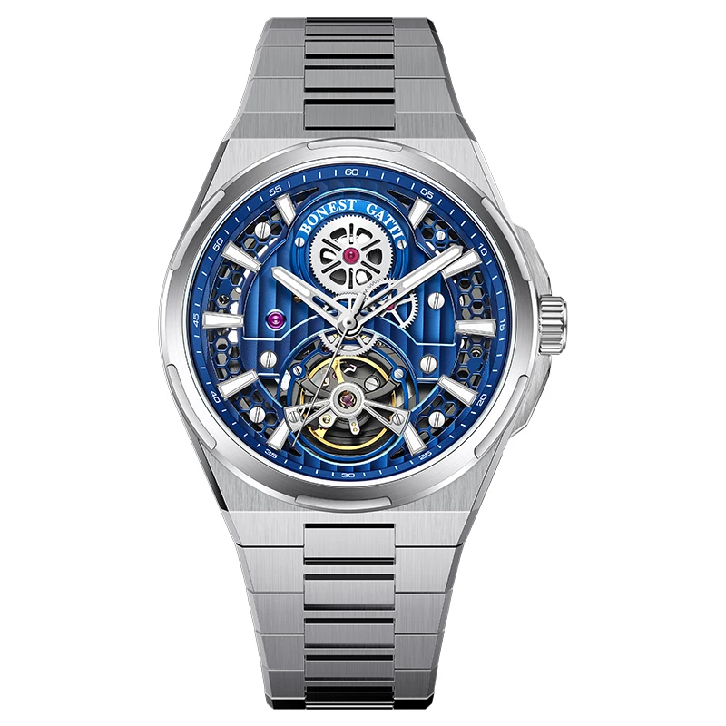 

BONEST GATTI Men Automatic Mechanical Sapphire Crystal 316L Stainless Steel Strap Luminous Wristwatch Ideal Gift For Boyfriend