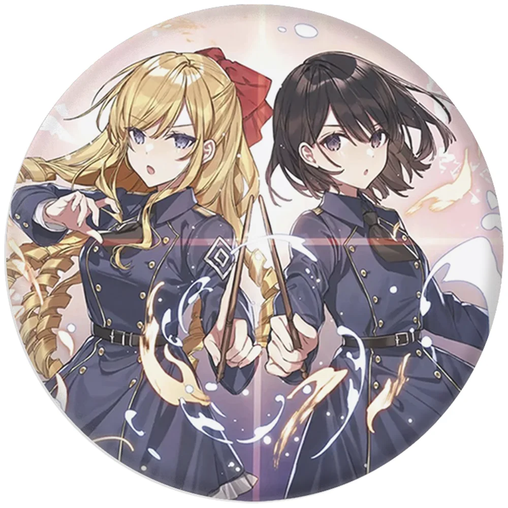 58mm 애니메이션 나는 악당 티엘라와 사랑에 빠졌습니다. ‌   클레어 프랑수아즈 ‌   코스프레 의상 배지 핀 SPTE Tinplate 브로치 소품 크리스마스 선물