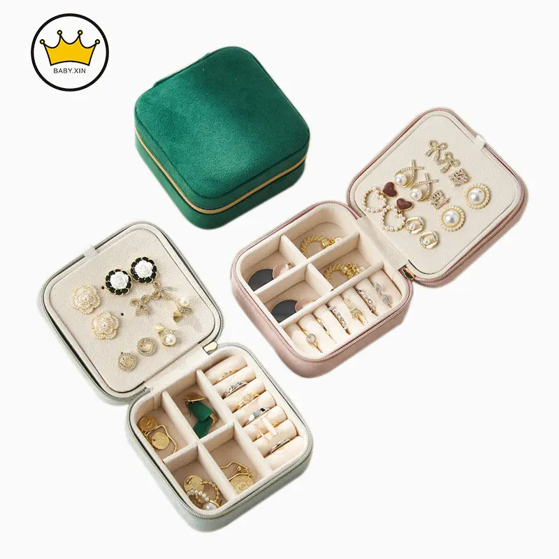 

Flannelette Jewelry Box Travel Portable Jewelry Accessories Storage Box Earrings Necklace Ring Storage Box
