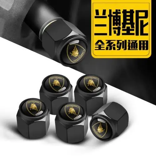 Tapas de válvula para neumáticos de coche y motocicleta, cubierta de cubo de neumático para Lamborghini Urus Huracan Aventador, accesorios de decoración Premium, 5 uds.