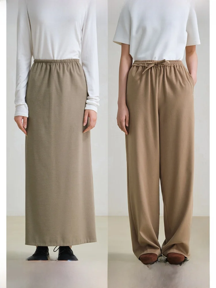 

Оригинальные повседневные брюки Lp Travel из смесовой шерсти с прямыми штанинами, простые длинные юбки-брюки для женщин, весенний сезон, полиэстер, модал