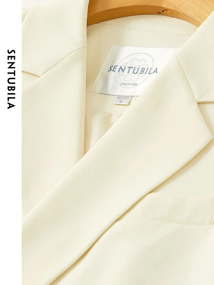 SENTUBILA Giacca sportiva corta da donna 2025 Primavera Autunno Elegante moda donna spalla imbottita cappotto corto su misura 151X58977X