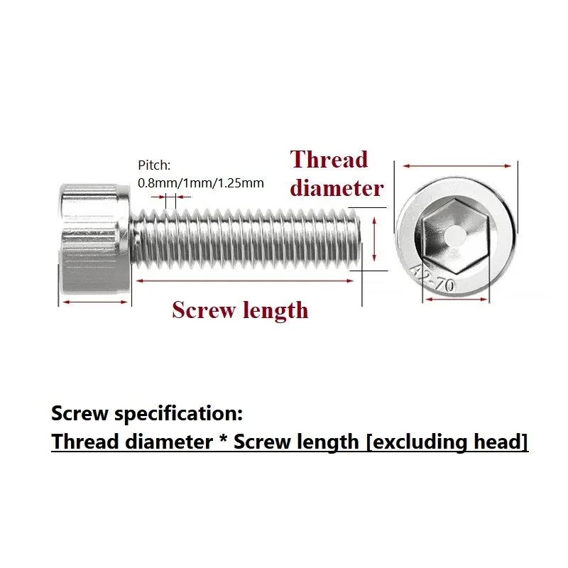 M5 M6 M8 Hex Socket Screw 500h Salt Spray Passivation Hexagon Socket Head Cap Bolt 304 Stainless Steel