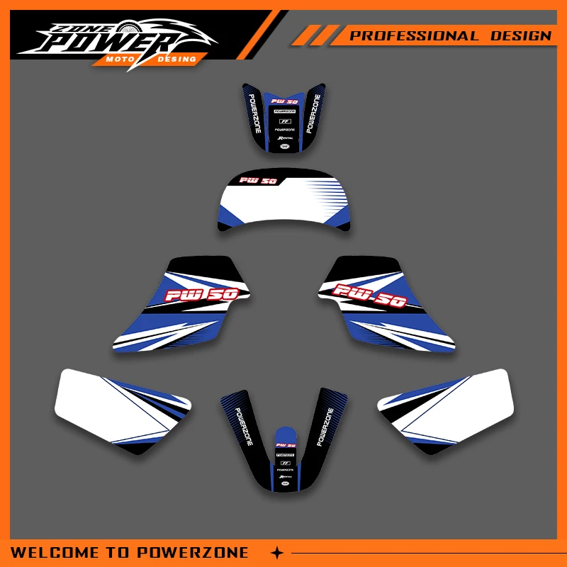 

Графика Powerzone для YAMAHA PW50 PW 50 50CC для PW50, наклейки, наклейки для мотоцикла, фон, индивидуальный номер, имя 02