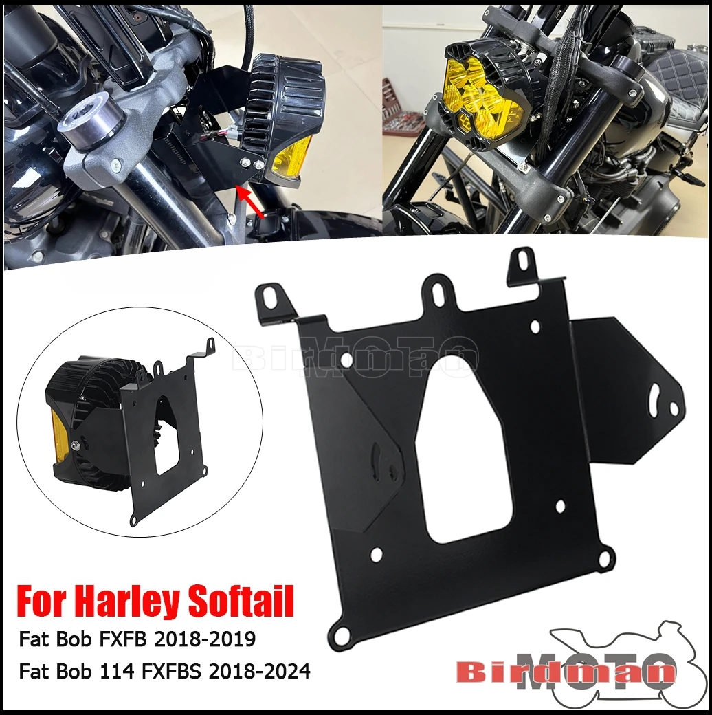 

Motorcycle Mounting Headlamp Support Plate For LP6 Baja Headlight Bracket Combo Kit For Harley Softail Fat Bob FXFB FXFBS 18-24