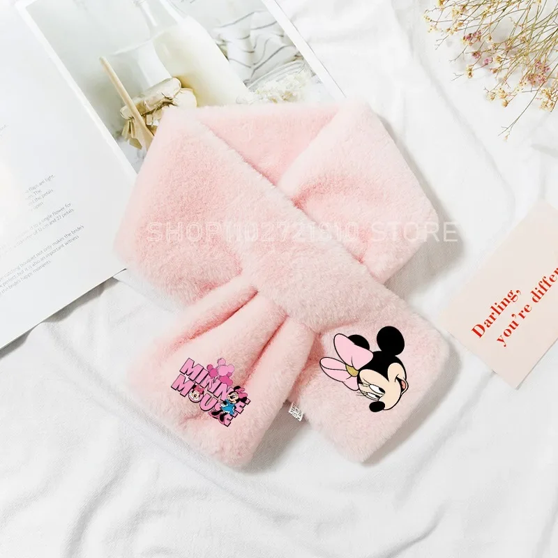 Mickey Minnie Mouse sciarpa autunno inverno morbido imitazione capelli di coniglio scialle peluche sciarpa calda simpatico cartone animato Anime