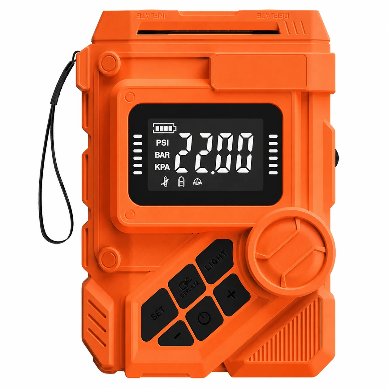 Elektrische opblaaspomp, draagbaar, 22PSI, campingtent-opblaaspomp, oplaadbaar, draadloos, hogedruk-opblaaspomp, digitale drukweergave, automatische stop, snelle opblaas- en leegpomp,