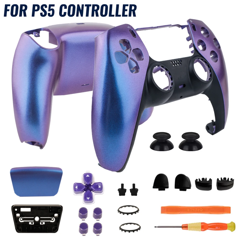 Kit de remplacement de coque pour manette PS5, face avant et coque arrière violet fluorescent, BDM-010/020/030/040/050, ensemble de modification DIY