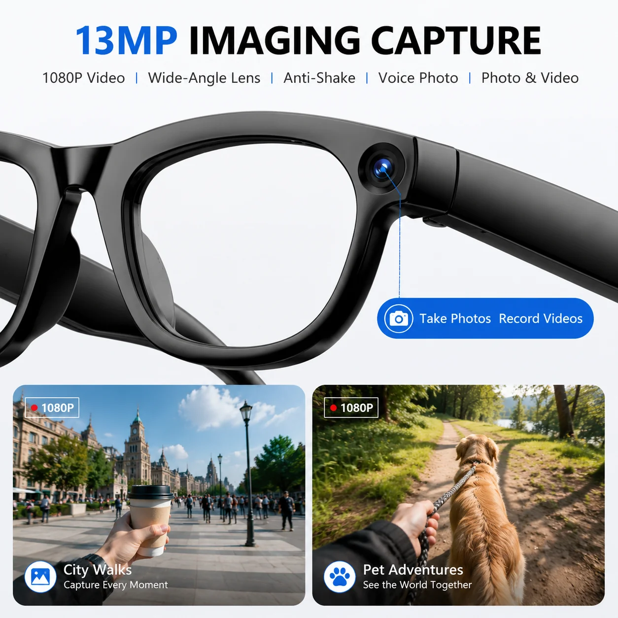 2026AI Smart Glasses with Camera 13MP HD Video Live Streaming&Photo Capture Recording Glasses With ChatGPT Translation Men Women