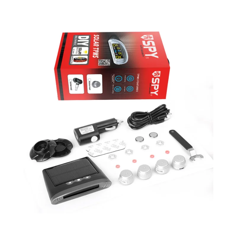 

SPY Wireless Solar Power Universal Tire Pressure Monitoring System with 4 External Sensors with HD LCD Screen Real-time Display