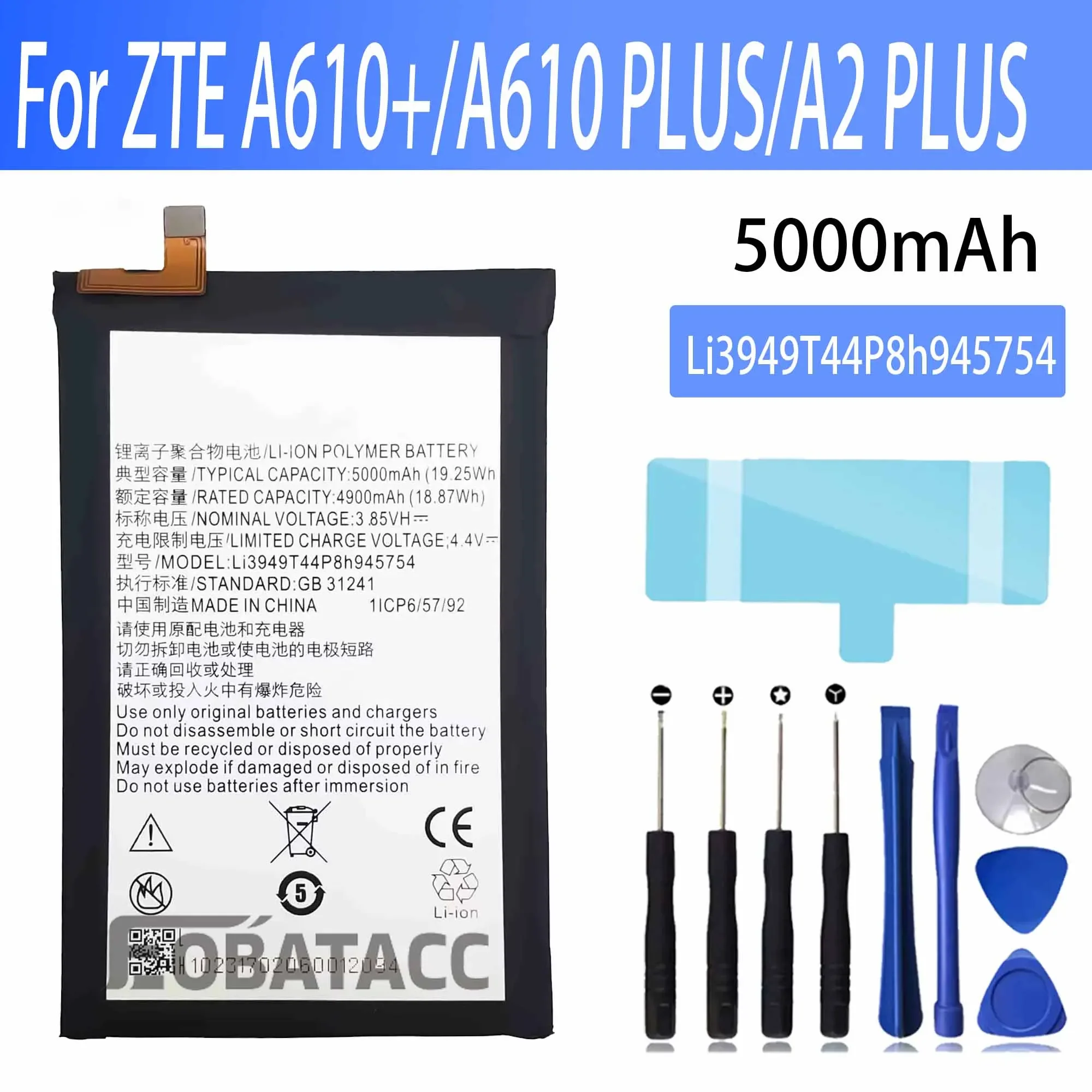 

EOTABACC 100% New Original Battery Li3949T44P8h945754 For ZTE A610+/A610 PLUS/A2 PLUS Battery +Tools