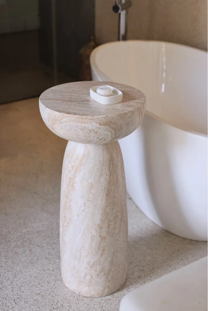 Mesa auxiliar alta para sofá, modelo alto B & B, sala de estar, mesa de centro de mármol sintético, mesa de esquina artística de diseño, Simple y moderna