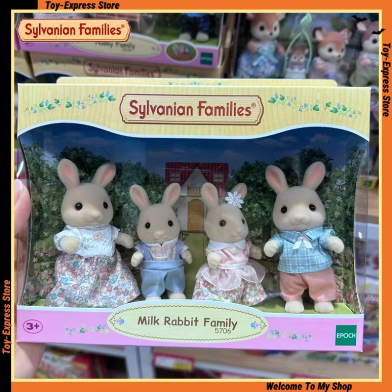 Accesorios para familias Sylvanian, críticas de Calico, juguetes para niñas y niños, figuras de Anime en miniatura, muñecos, juguetes para niños, familia de conejos de leche