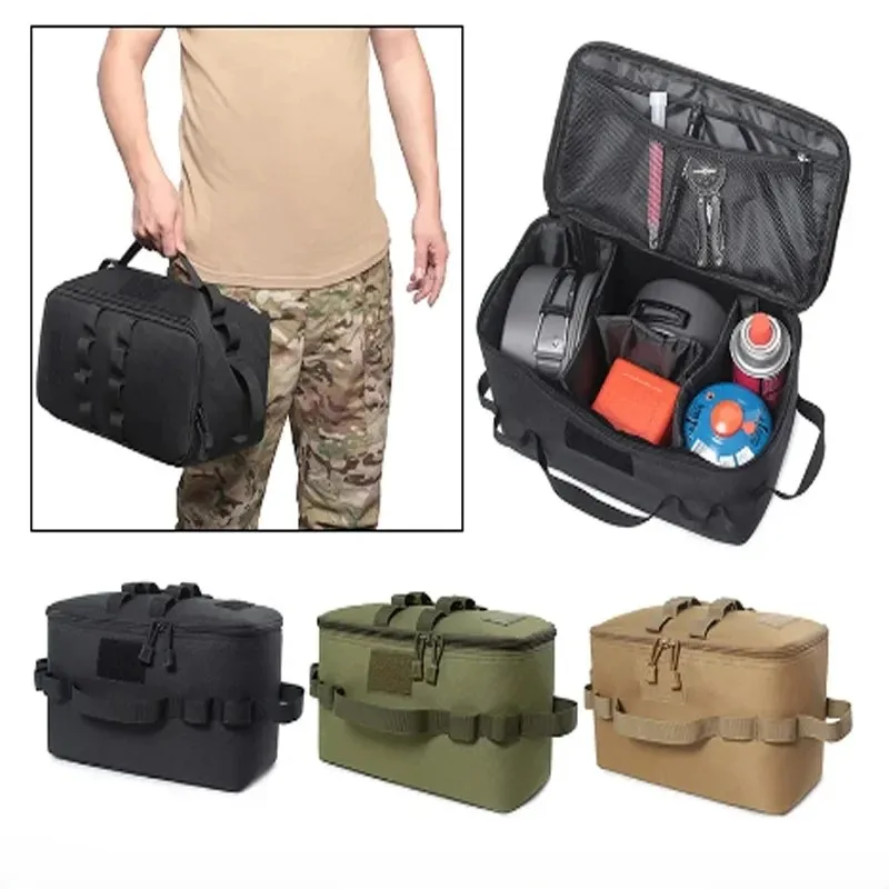 

Outdoor Camping Picnic Storage Bag, Large Capacity Portable Foldable Organizer for Gas Stove Canister Cookware Utensils