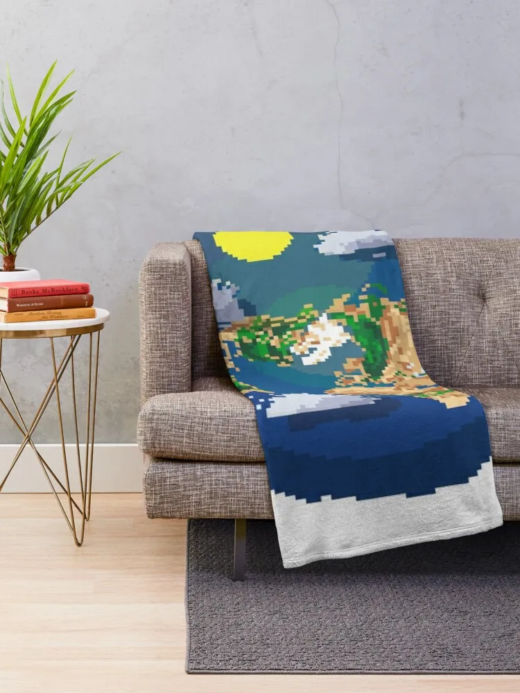 Flat Earth Map Pixel Art (clear backround) Throw Blanket Travel Sofas Soft Plaid Shaggy Blankets